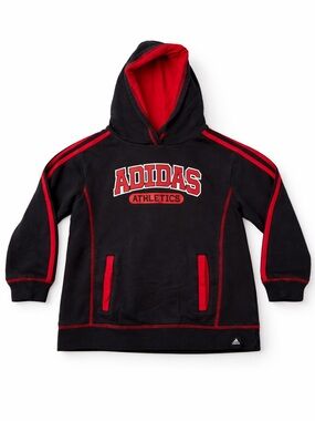 Adidas Boys Hoodie Size 7X Navy Red Pullover Sweatshirt Athletic Hooded